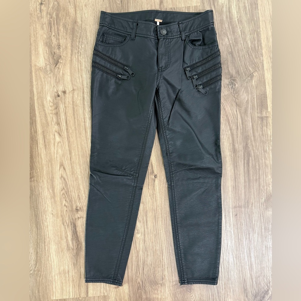 Free People vegan leather pants. Size 0